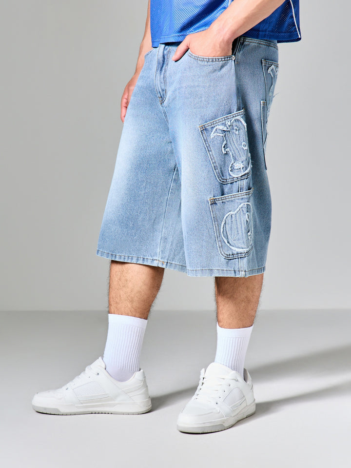 Pantaloni scurți SHEIN, albastru