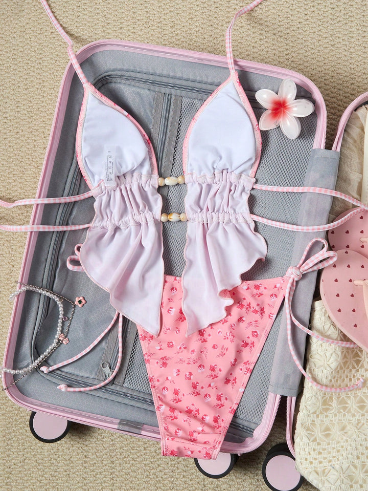 Costum de baie SHEIN, roz