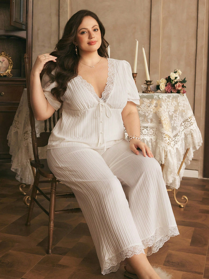 Compleu pijamale SHEIN, alb