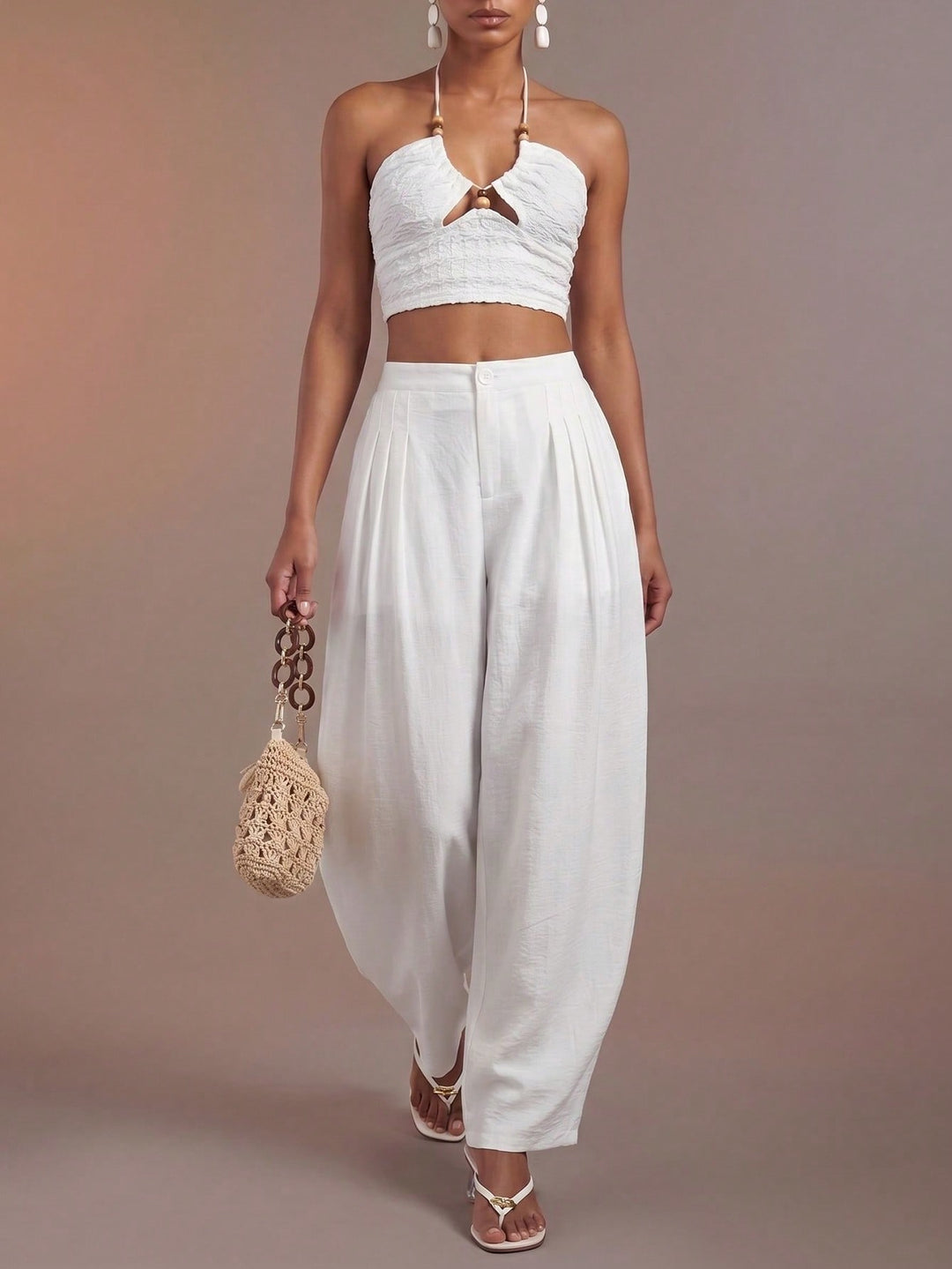 Pantaloni SHEIN, alb