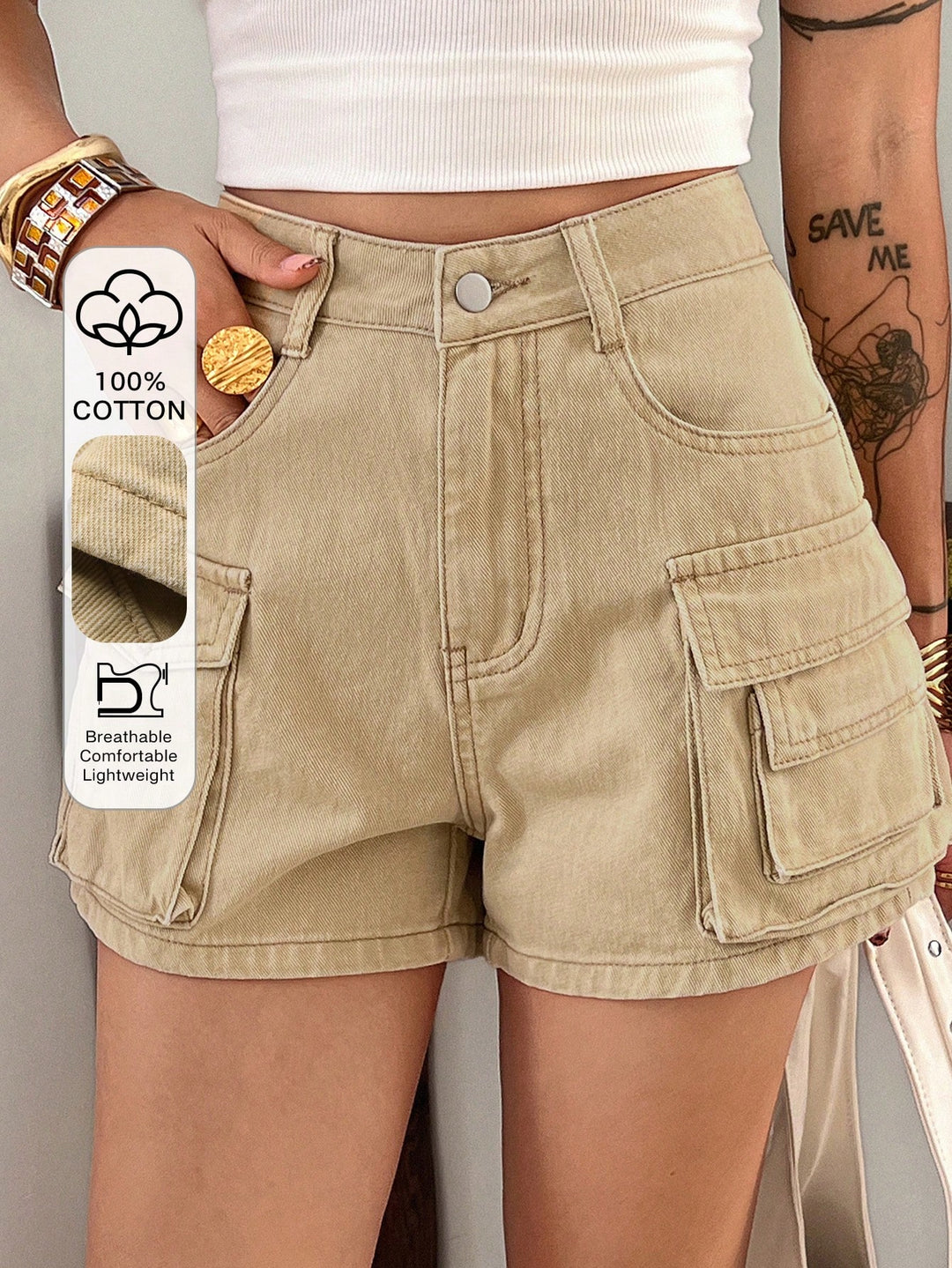 Pantaloni scurți SHEIN, kaki