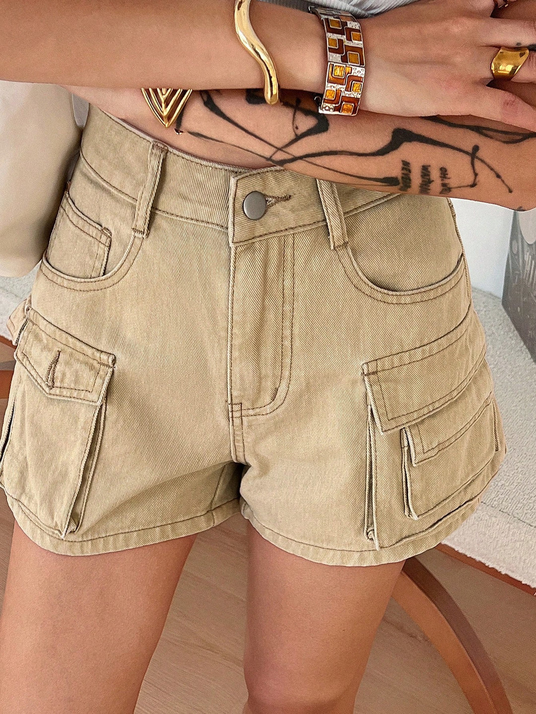 Pantaloni scurți SHEIN, kaki