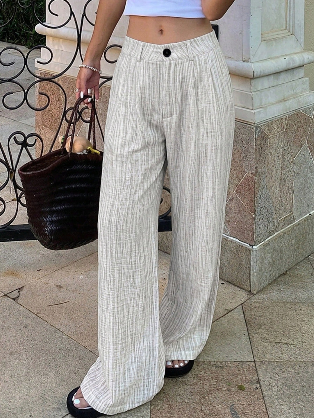 Pantaloni SHEIN, alb