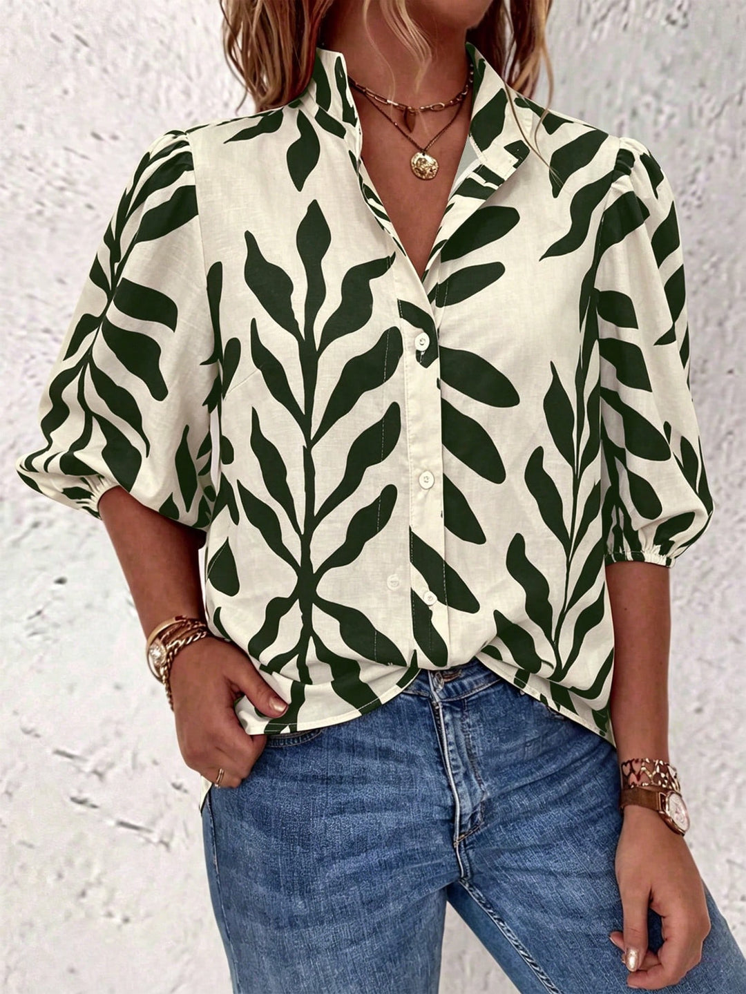 Cămașă casual SHEIN, verde
