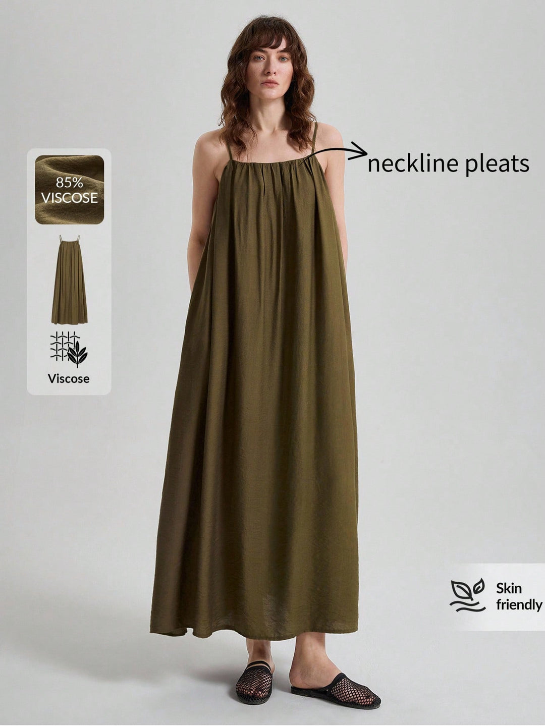 Rochie maxi SHEIN, kaki