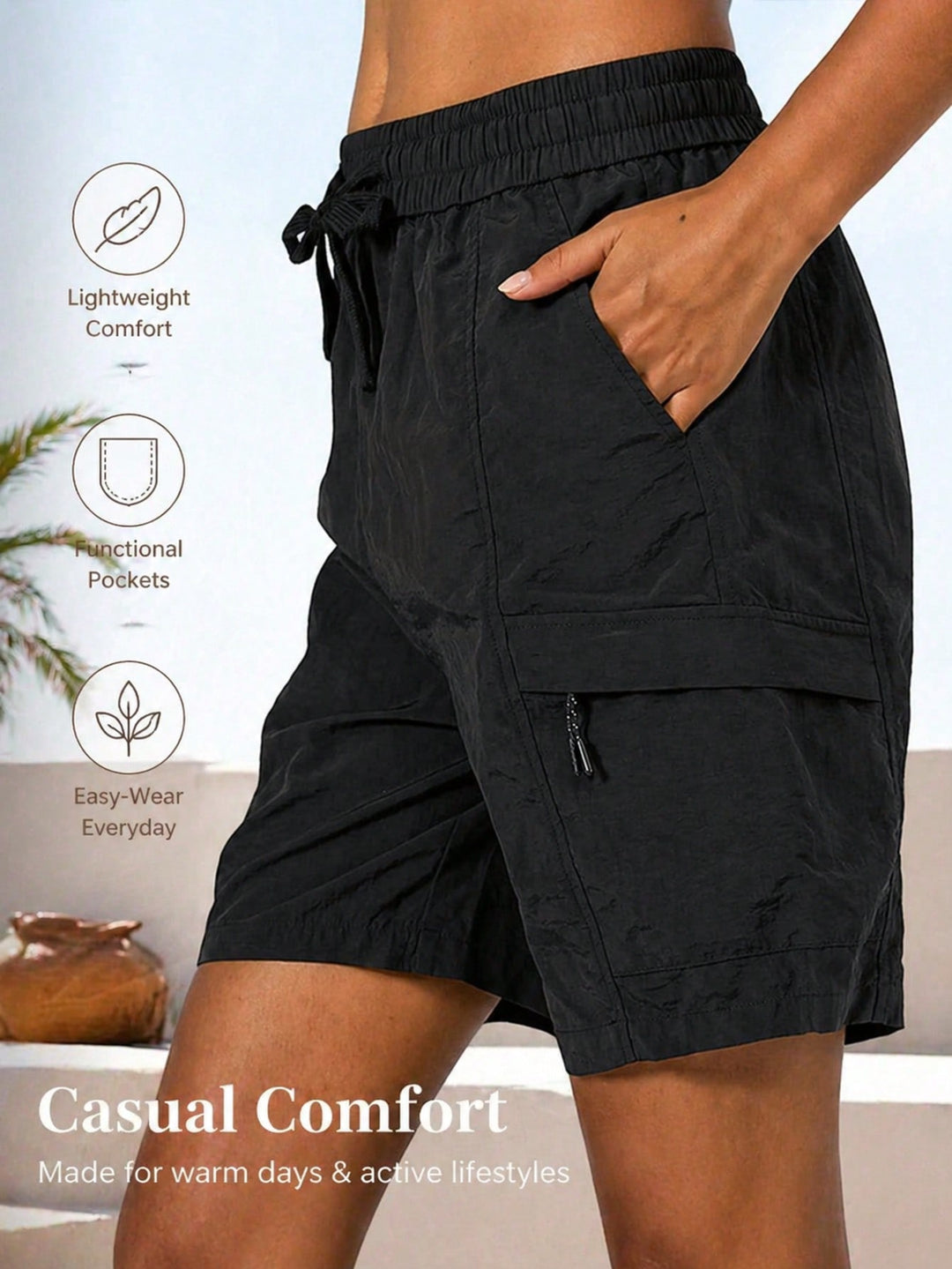 Pantaloni scurți SHEIN, negru