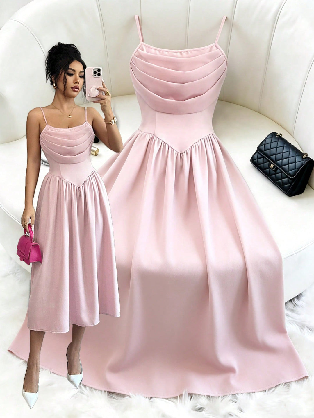 Rochie midi SHEIN, roz
