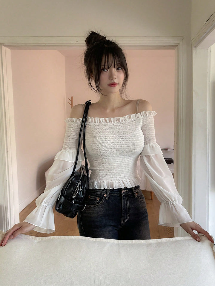 Bluza cu mâneci lungi SHEIN, alb