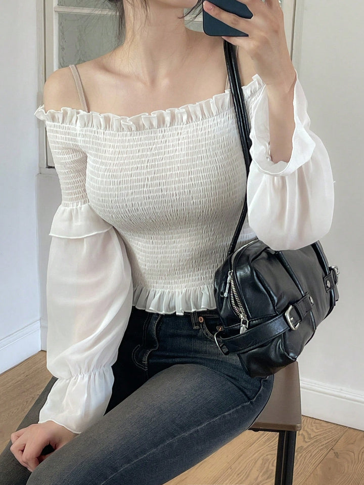 Bluza cu mâneci lungi SHEIN, alb
