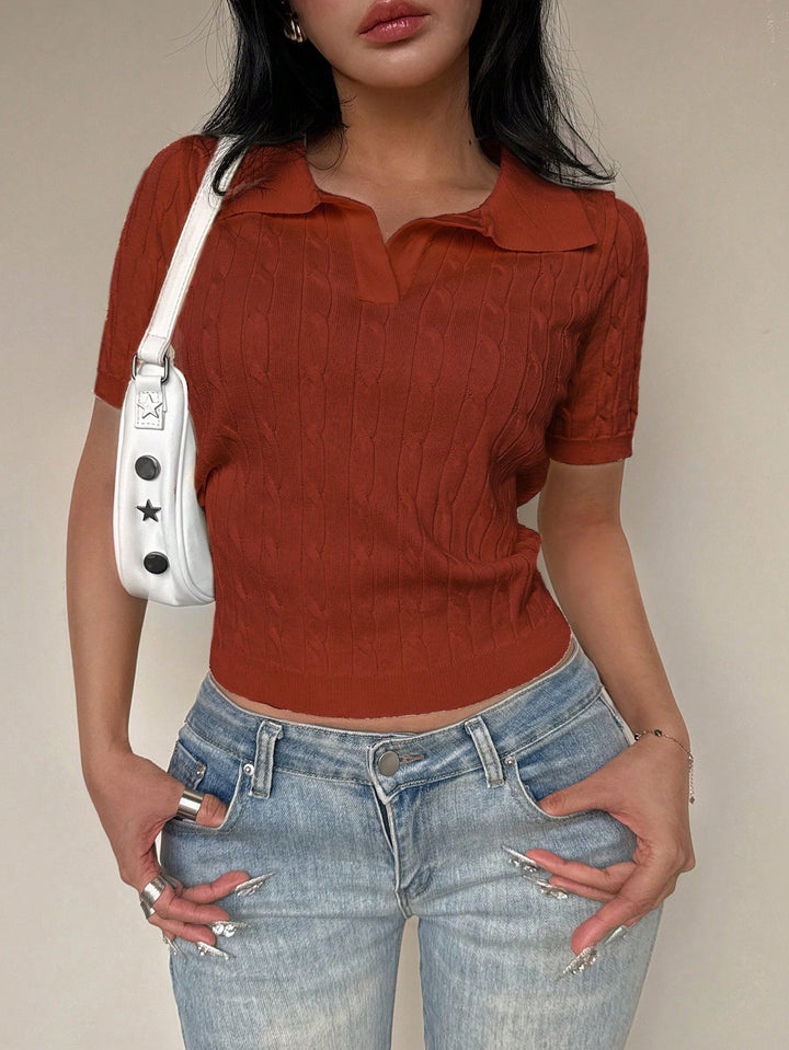 Bluza polo SHEIN, maro