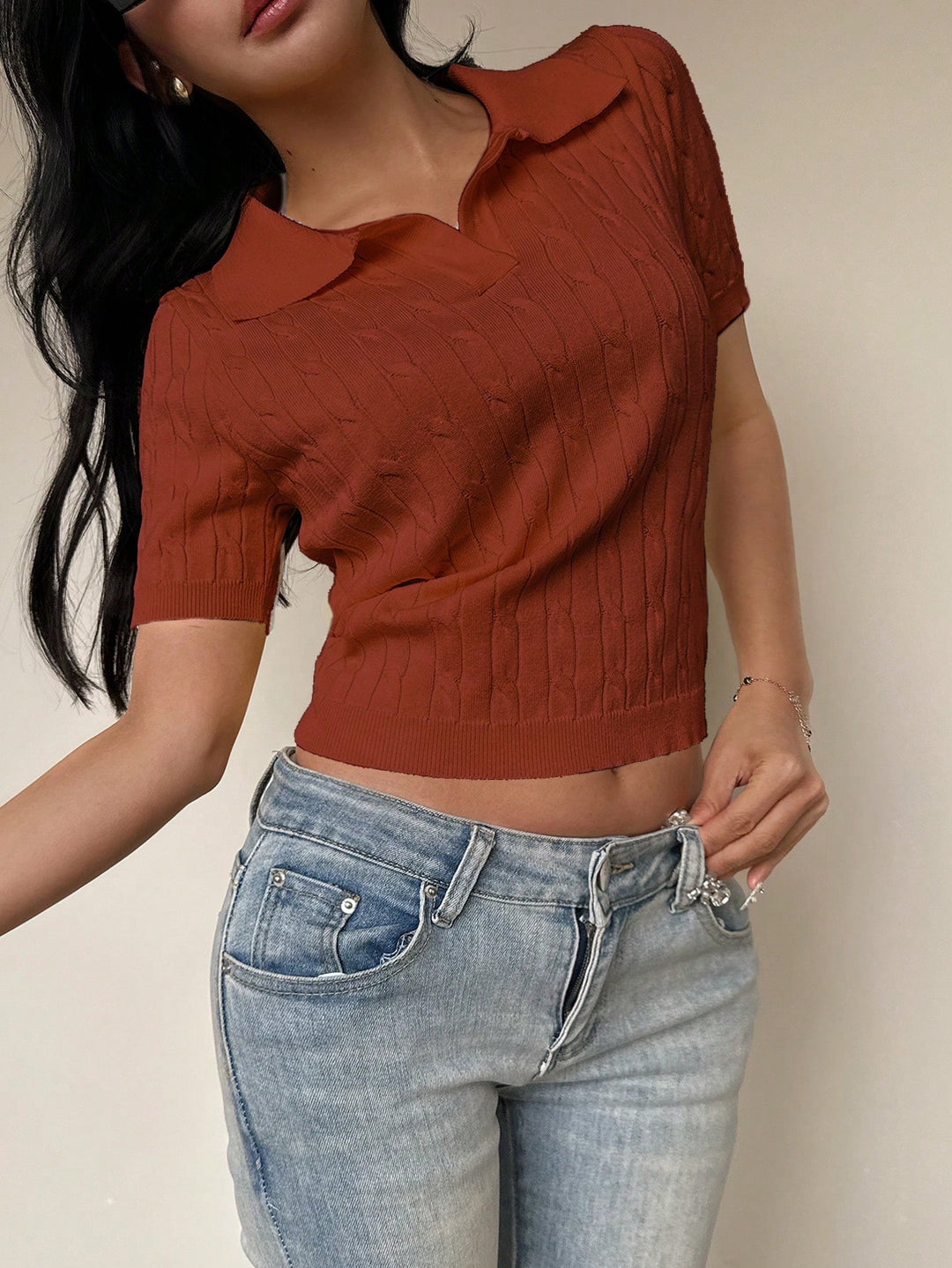 Bluza polo SHEIN, maro