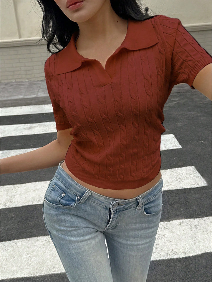 Bluza polo SHEIN, maro
