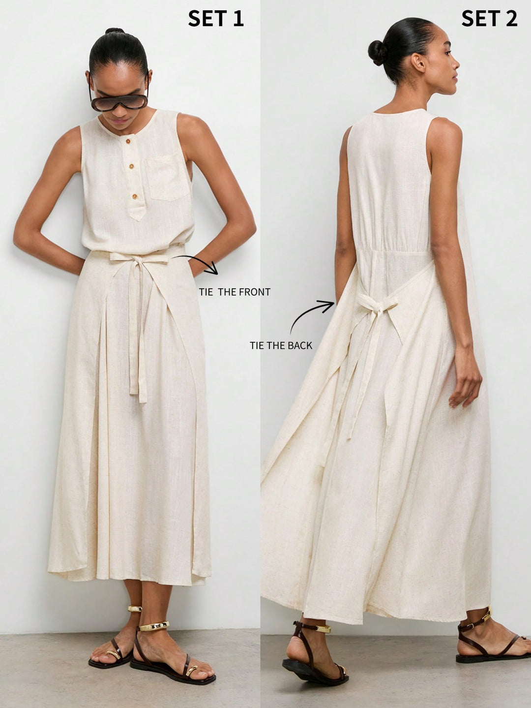 Rochie maxi SHEIN, bej