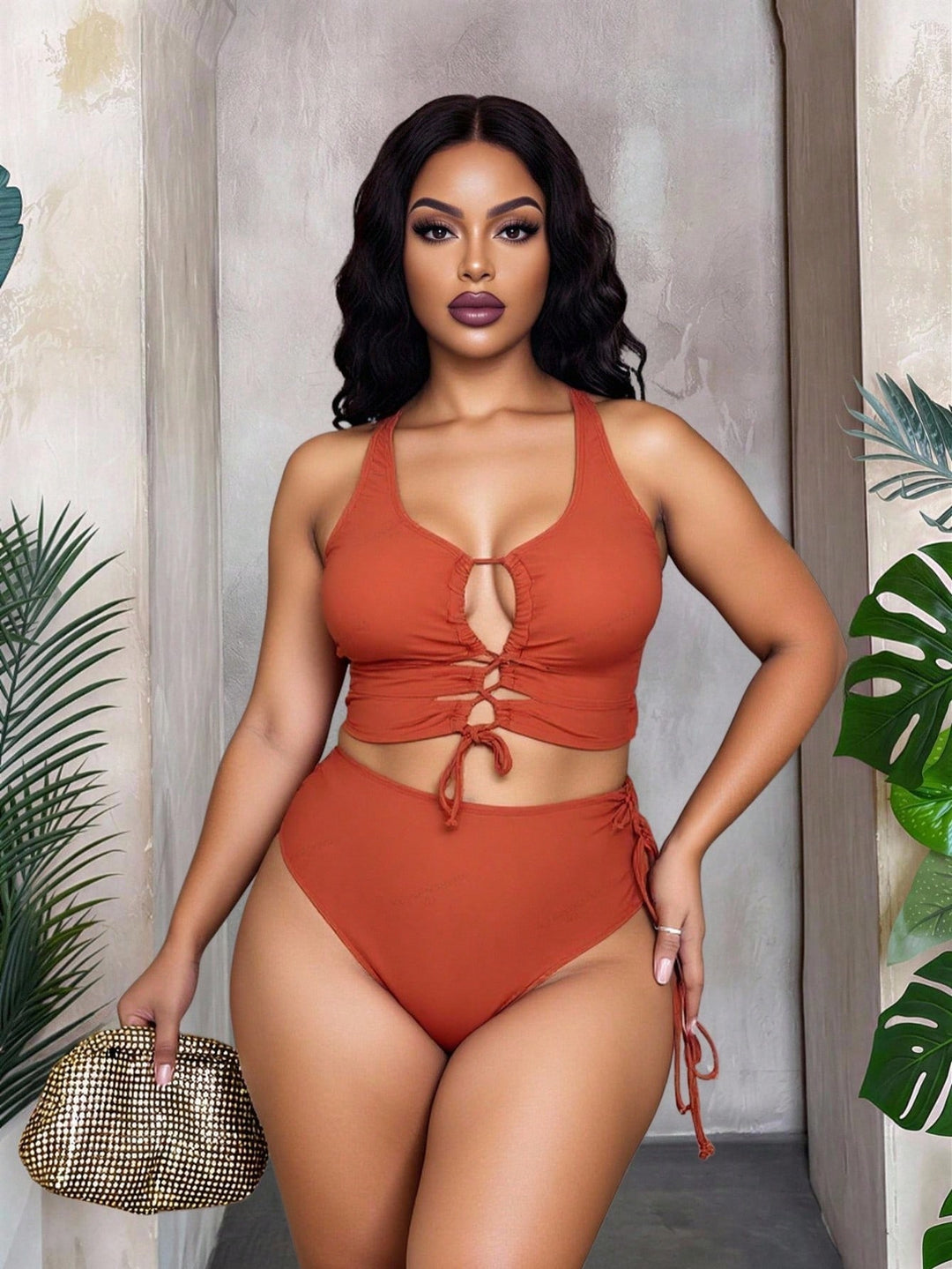 Set bikini de baie SHEIN, portocaliu