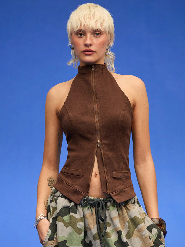 SHEIN top, barna