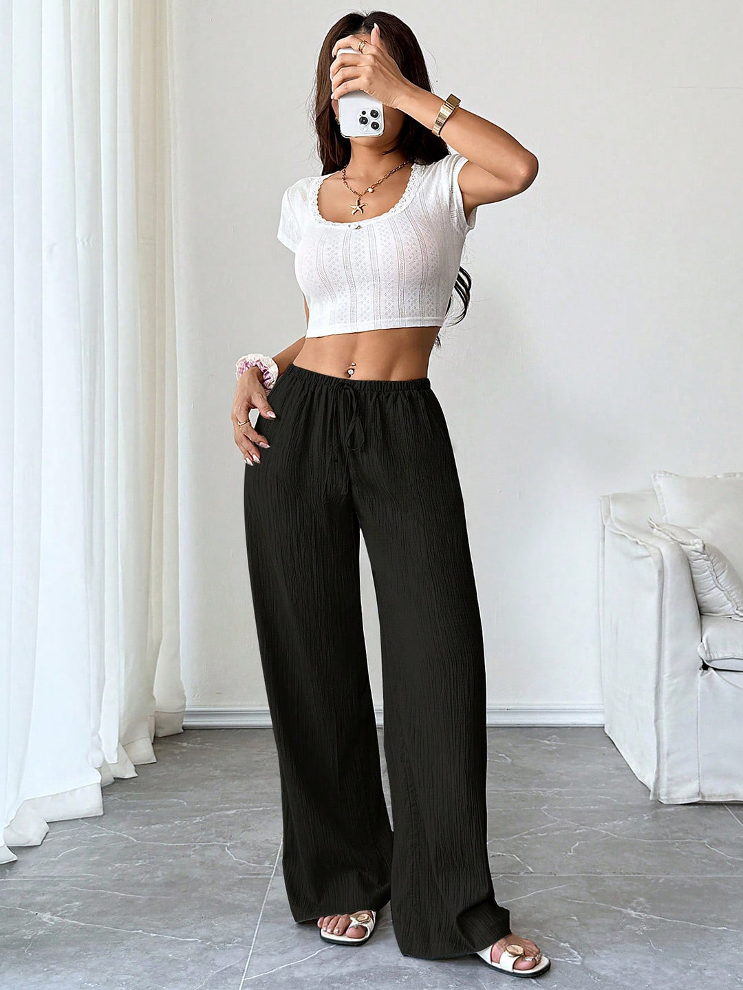 Pantaloni SHEIN, negru