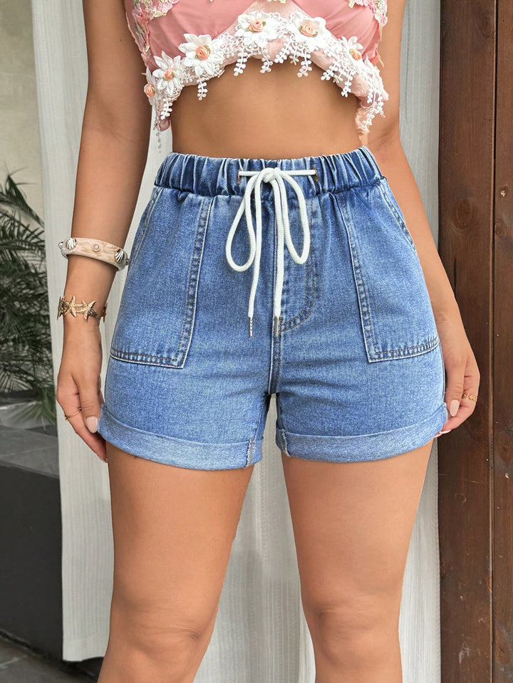 Pantaloni scurți SHEIN, albastru
