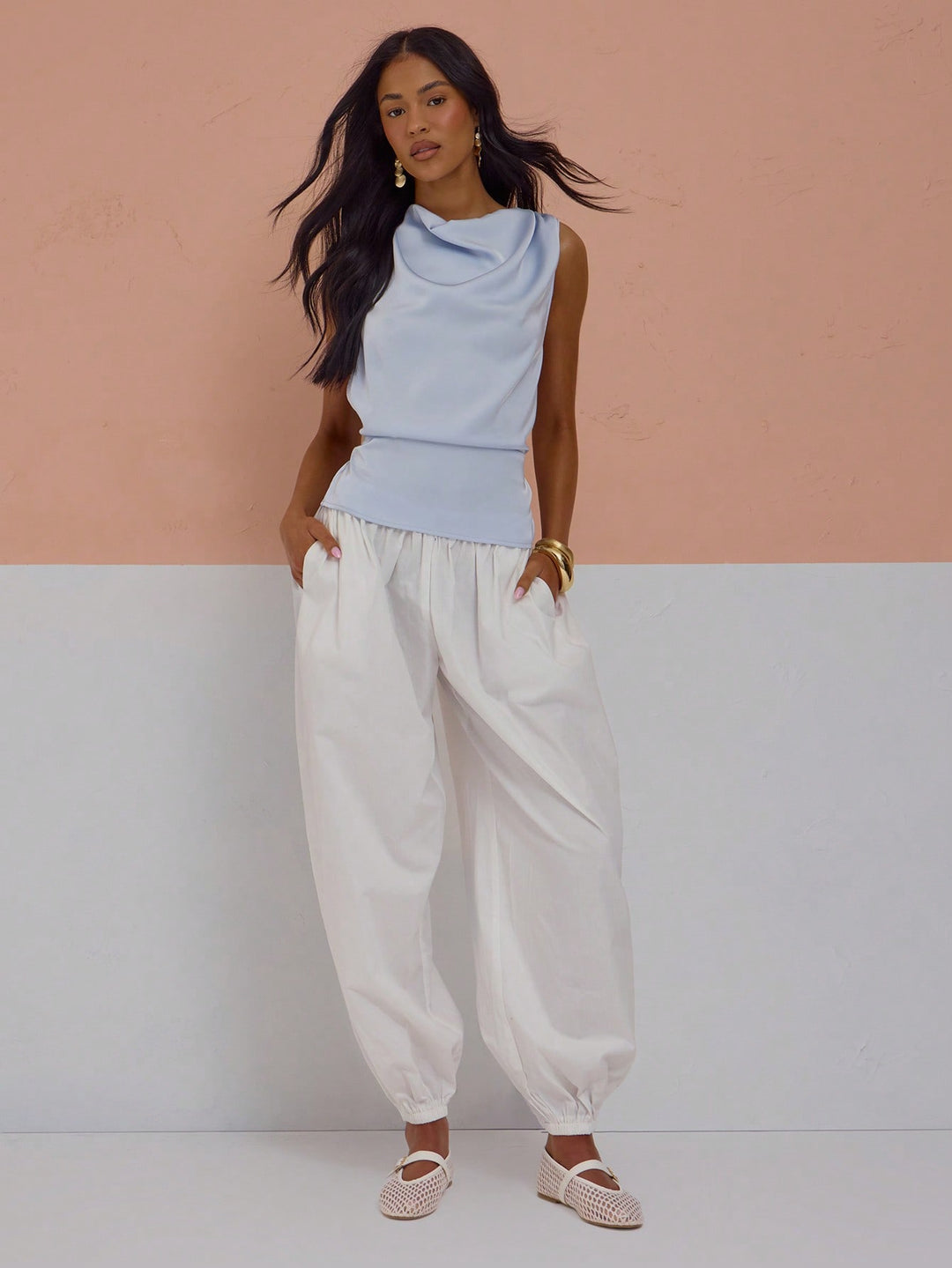 Pantaloni SHEIN, alb