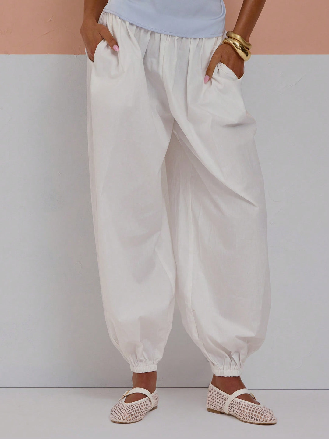 Pantaloni SHEIN, alb