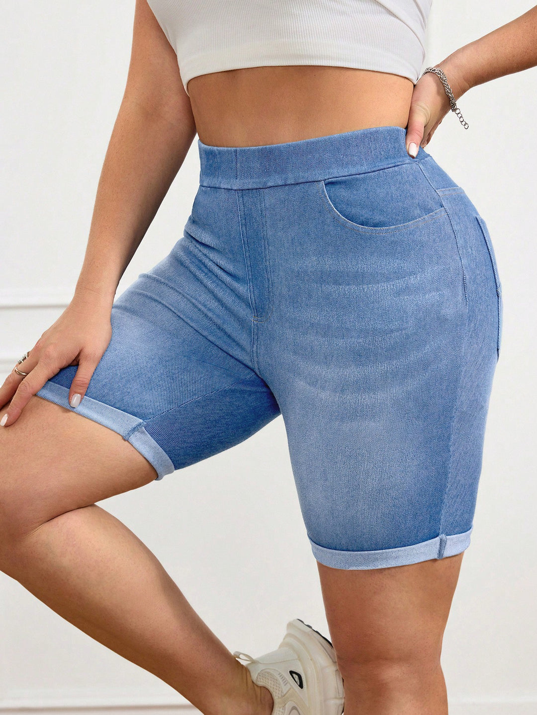 Pantaloni scurți SHEIN, albastru