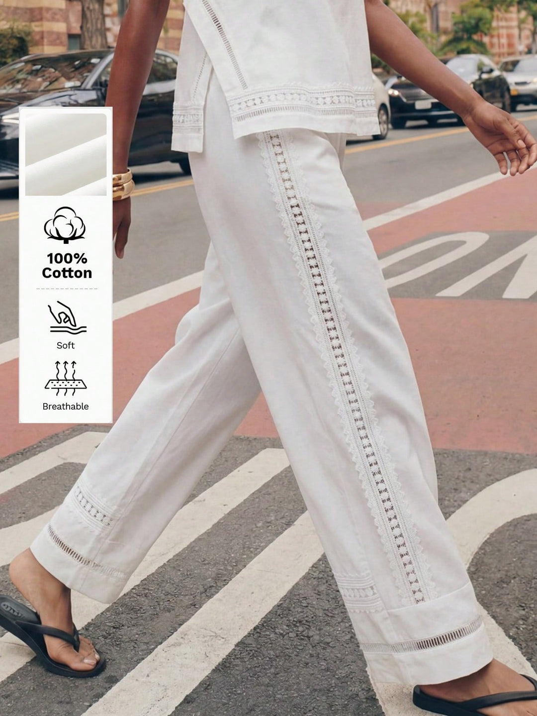 Pantaloni SHEIN, alb