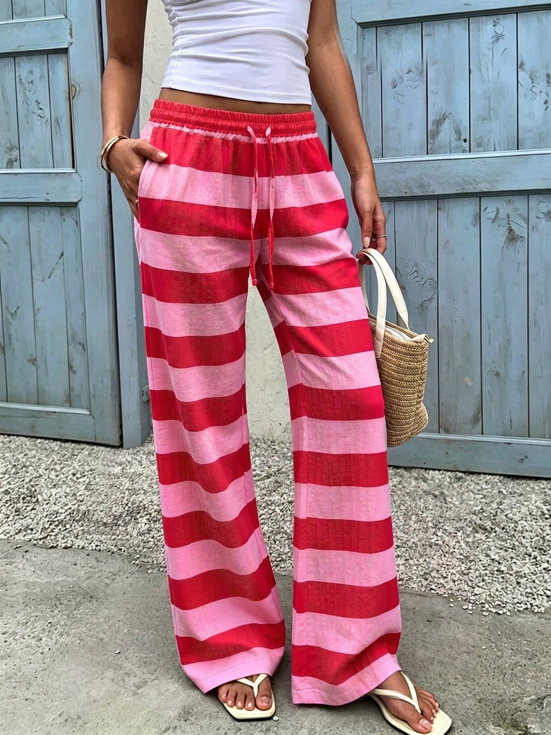 Pantaloni SHEIN, alb