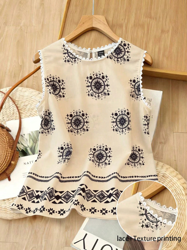 Cămașă fără mâneci SHEIN, bej