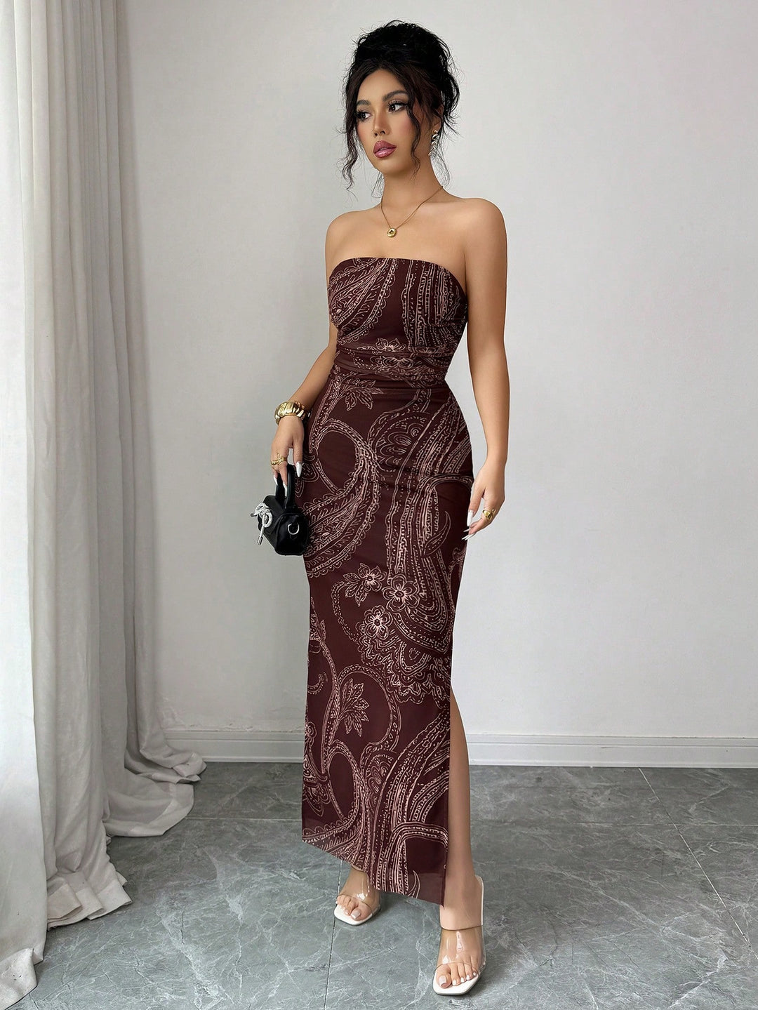 Rochie maxi SHEIN, maro