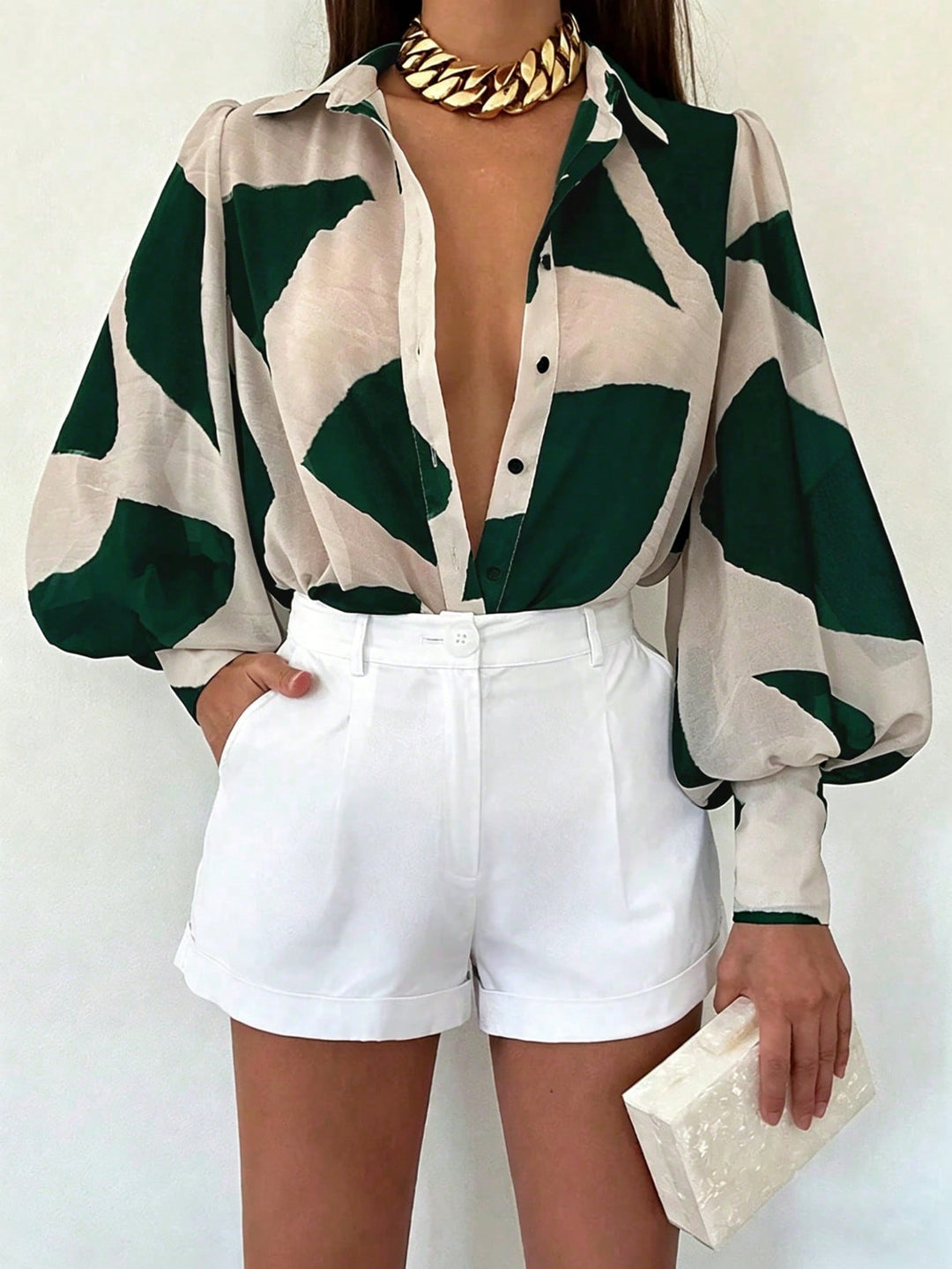 Cămașă casual SHEIN, verde