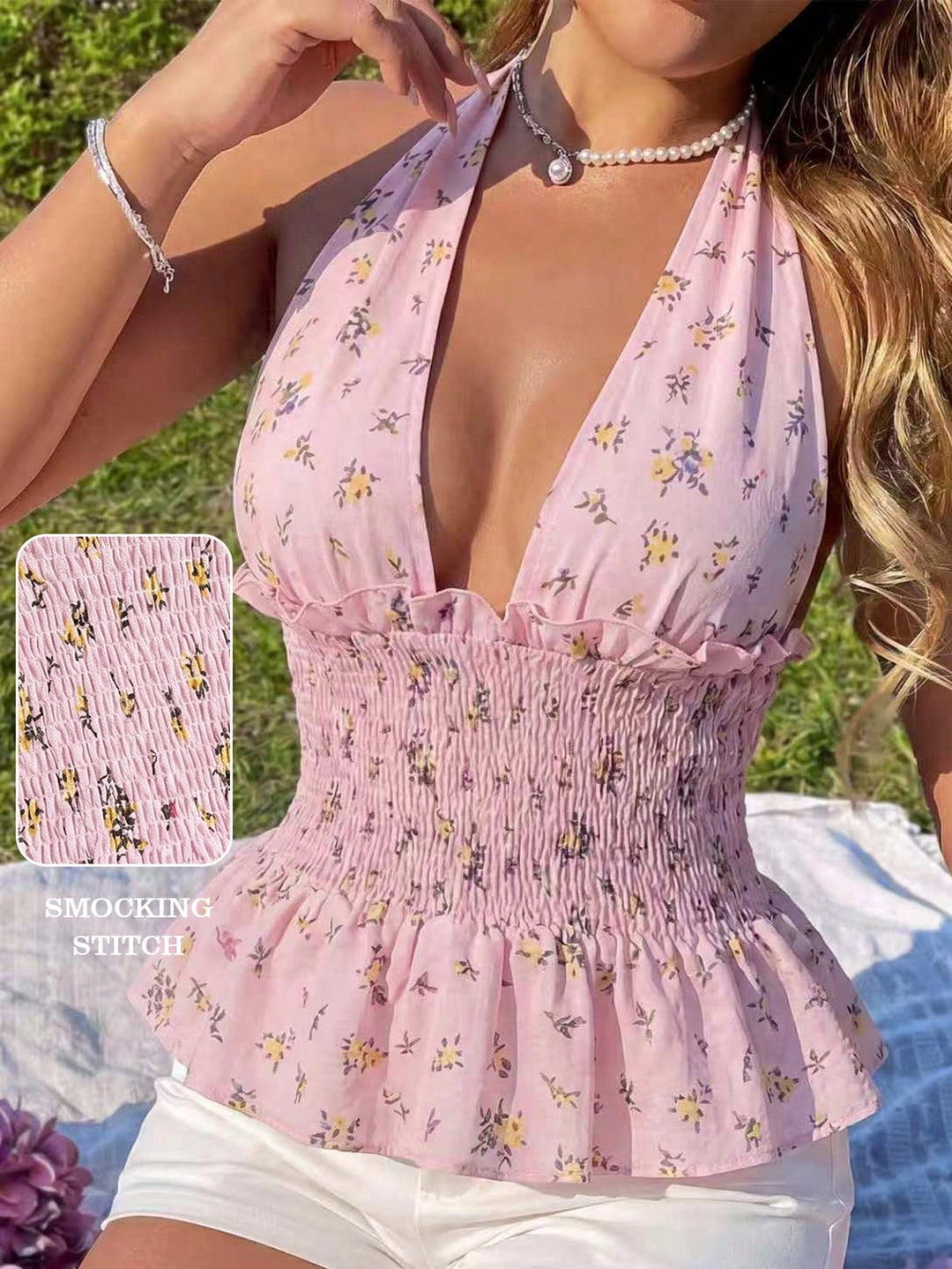 Bluză halter SHEIN, mix culori