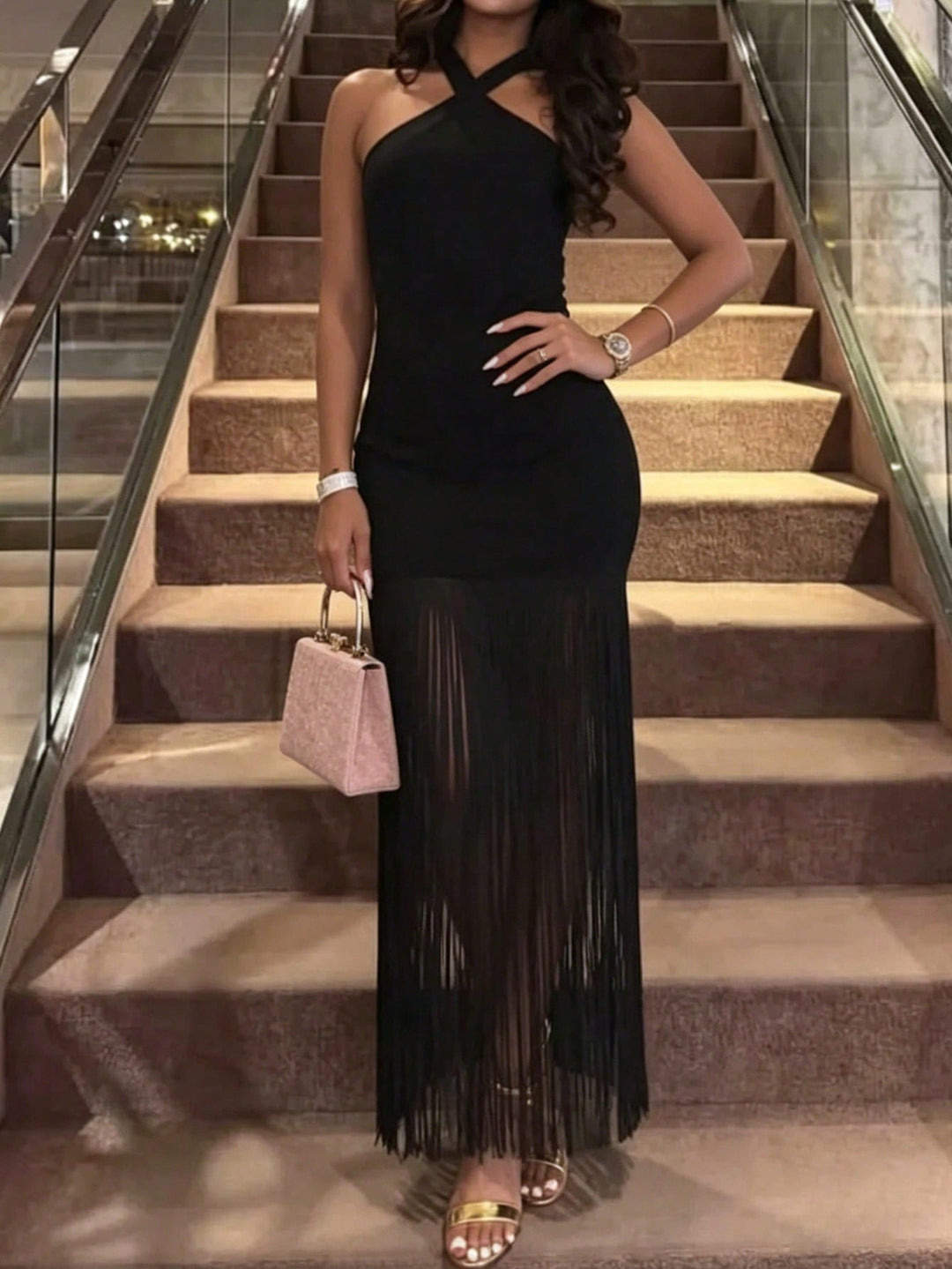 SHEIN maxi ruha, fekete