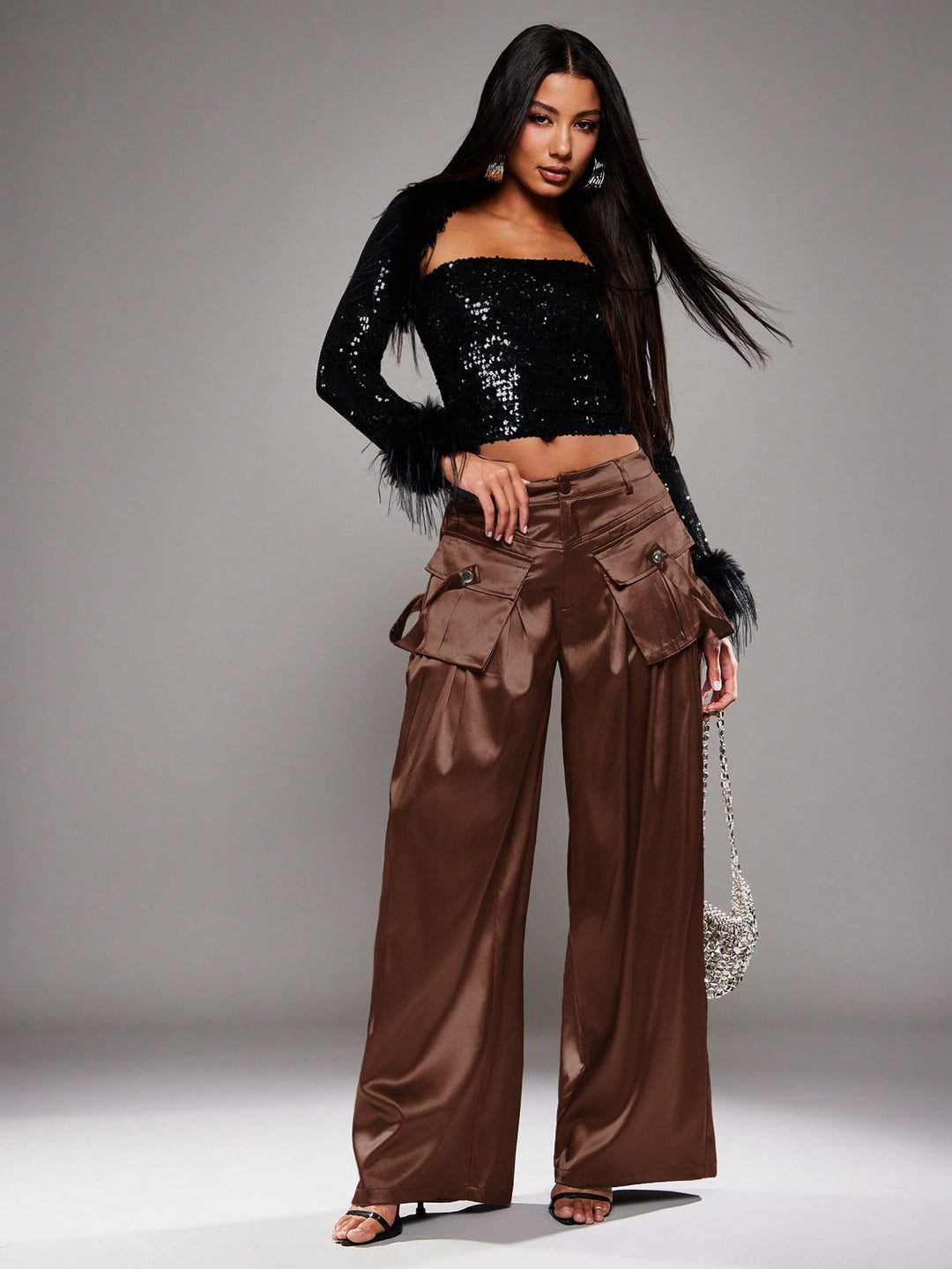 Pantaloni SHEIN, maro