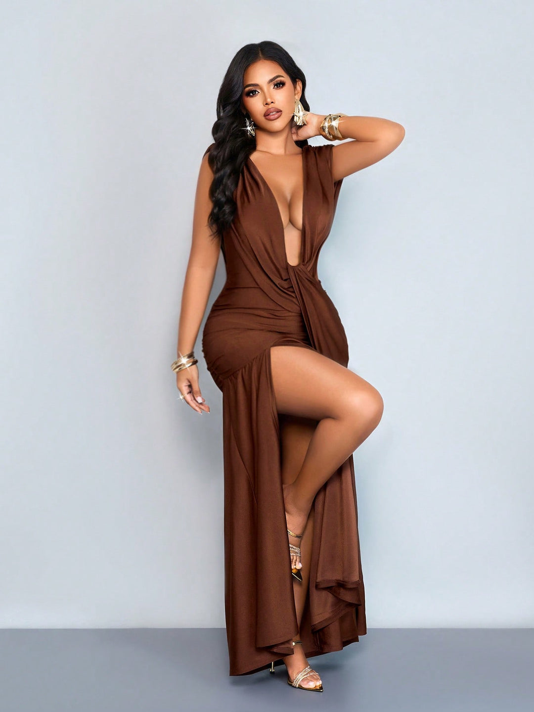 Rochie maxi SHEIN, maro