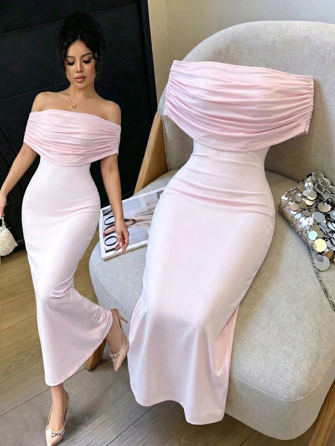 Rochie maxi SHEIN, roz
