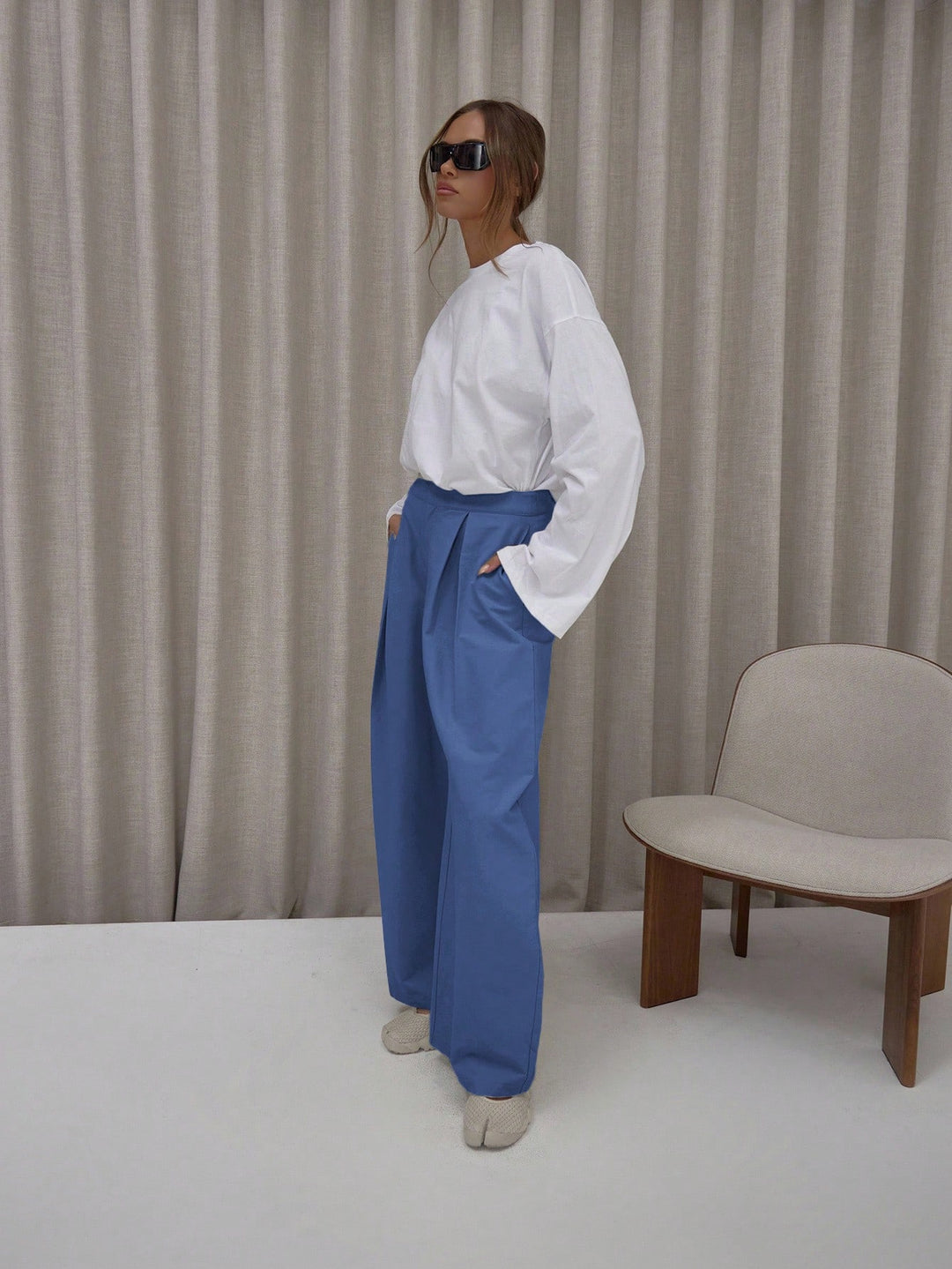 Pantaloni SHEIN, albastru