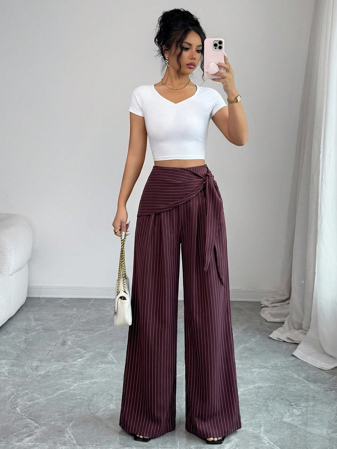 Pantaloni SHEIN, vișiniu
