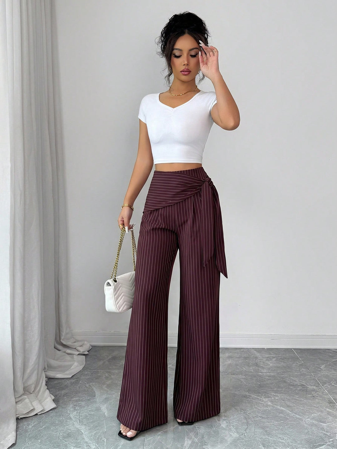 Pantaloni SHEIN, vișiniu