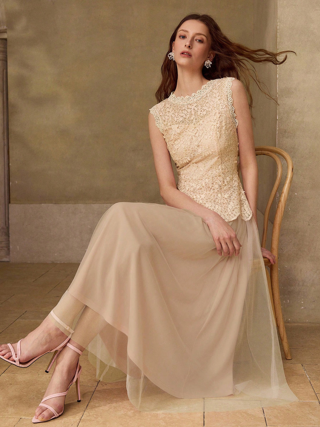 Rochie maxi SHEIN, bej