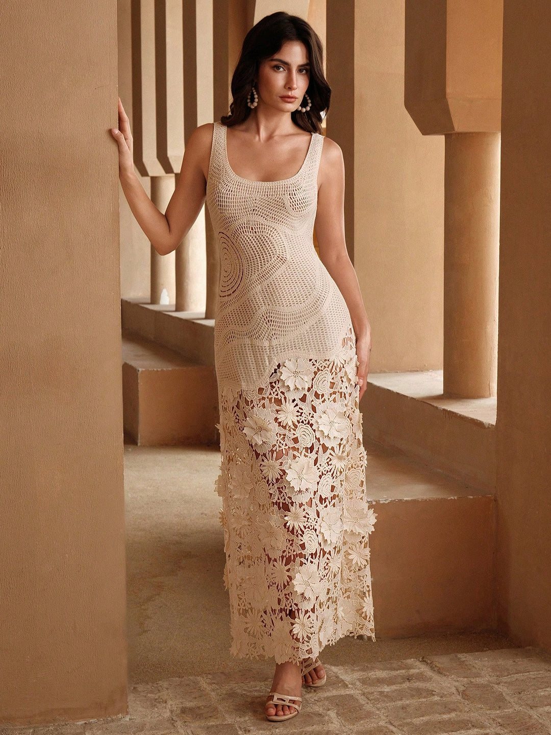 Rochie midi SHEIN, bej