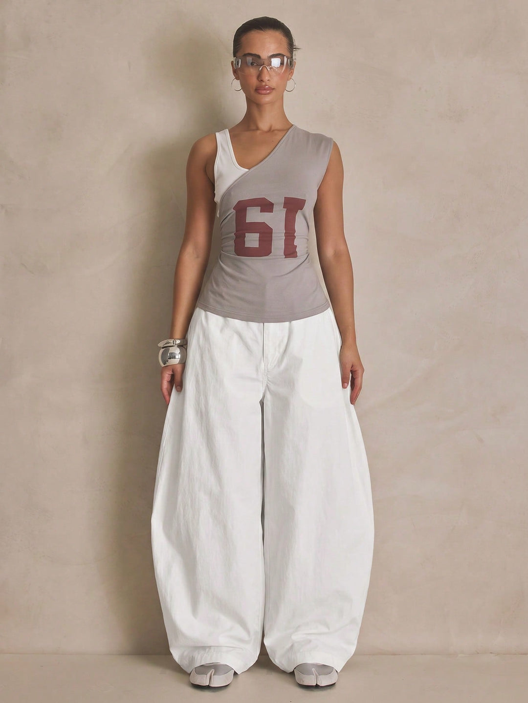 Pantaloni SHEIN, alb