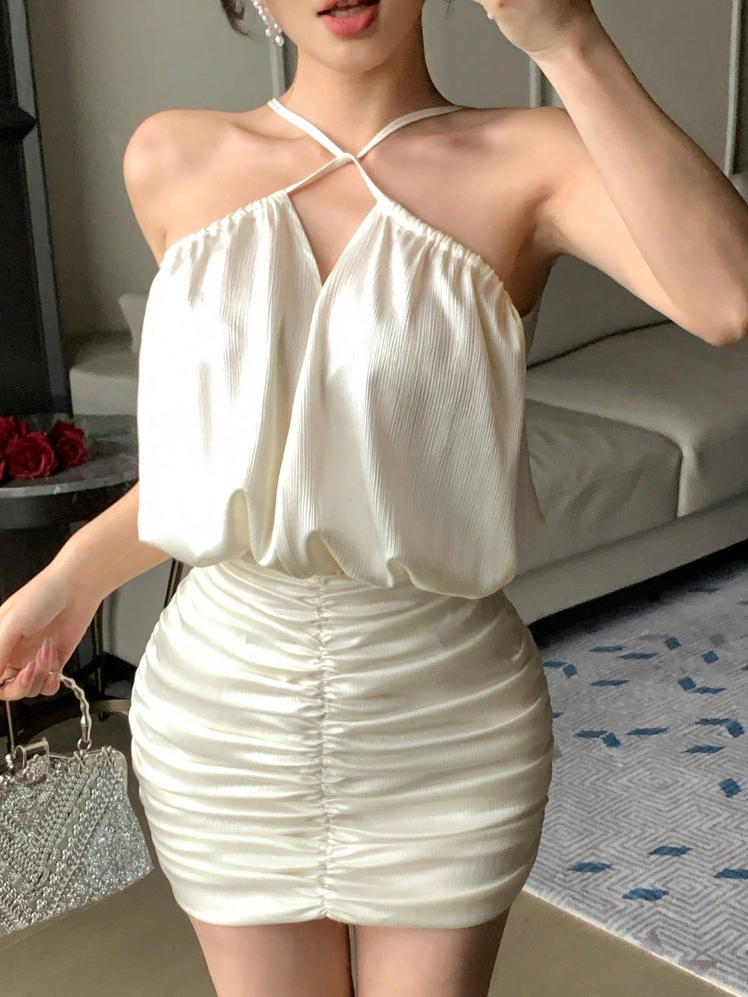 Rochie scurtă SHEIN, bej