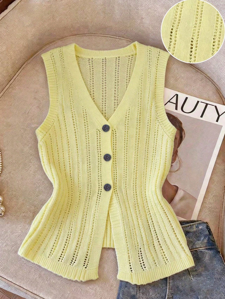 Cardigan fără mâneci SHEIN, galben