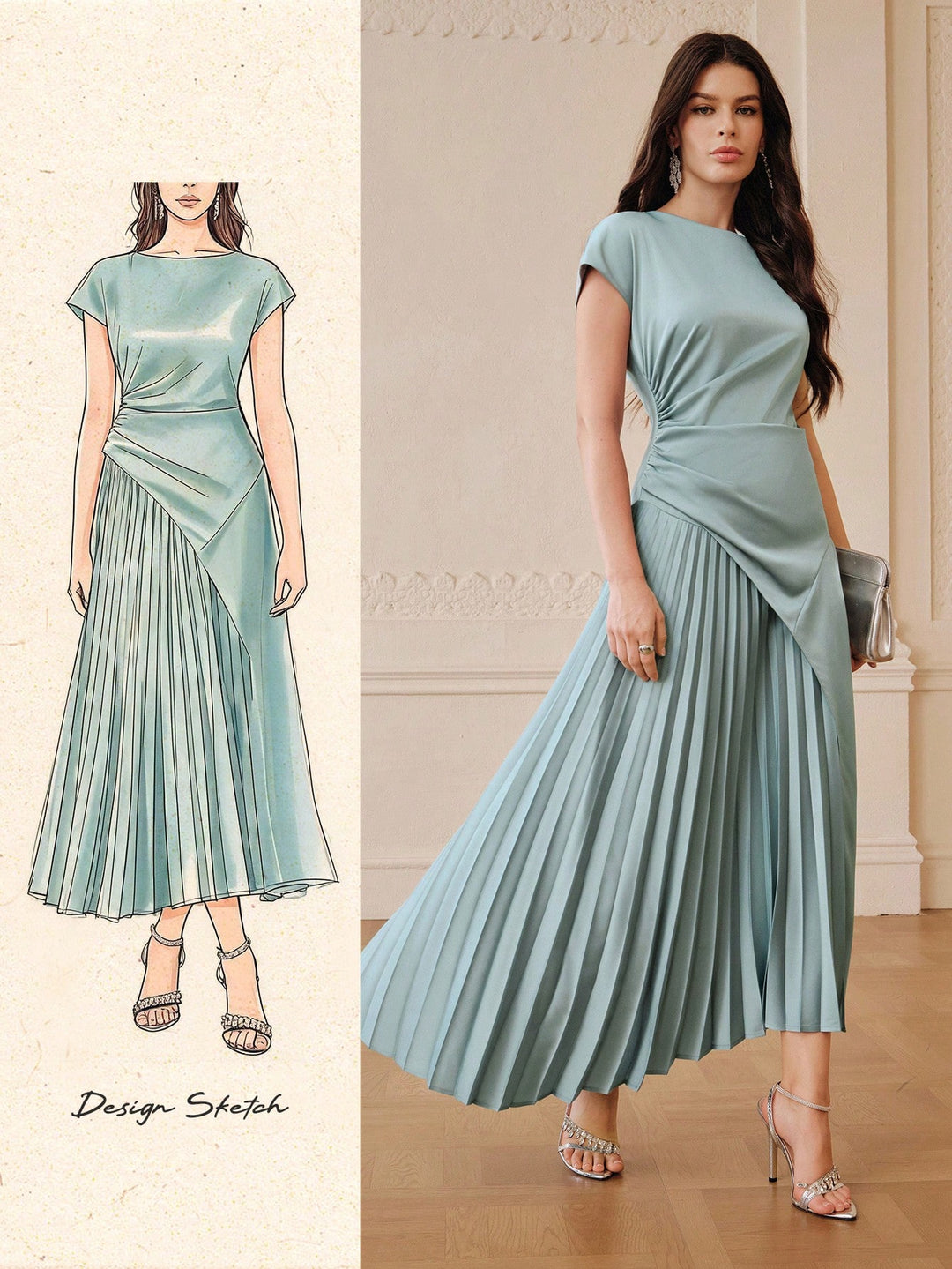 Rochie maxi SHEIN, turcoaz