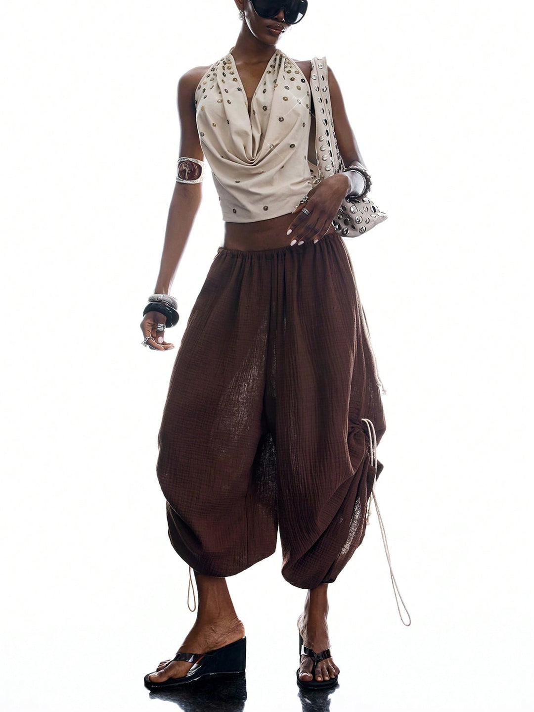 Pantaloni SHEIN, maro