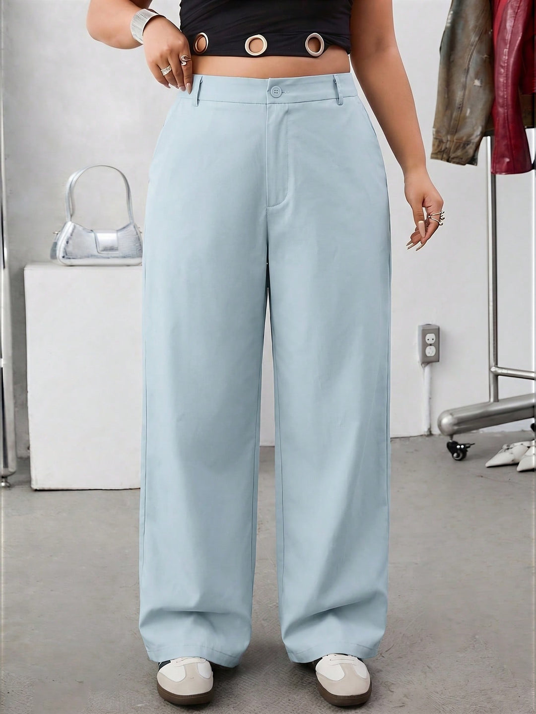Pantalon de costum SHEIN, albastru