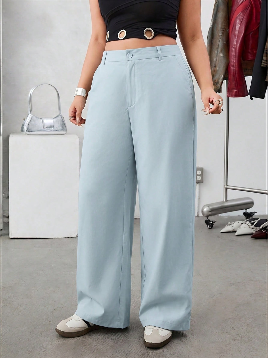 Pantalon de costum SHEIN, albastru