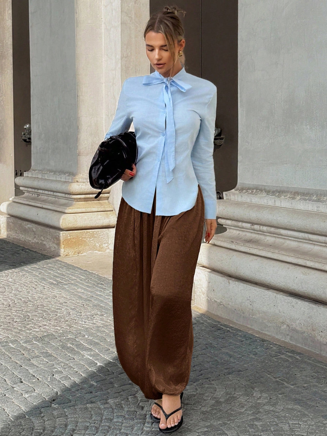 Pantaloni SHEIN, maro