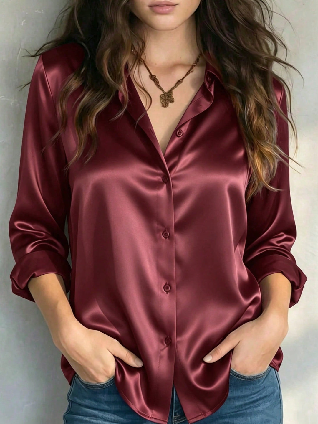 Cămașă SHEIN, vișiniu