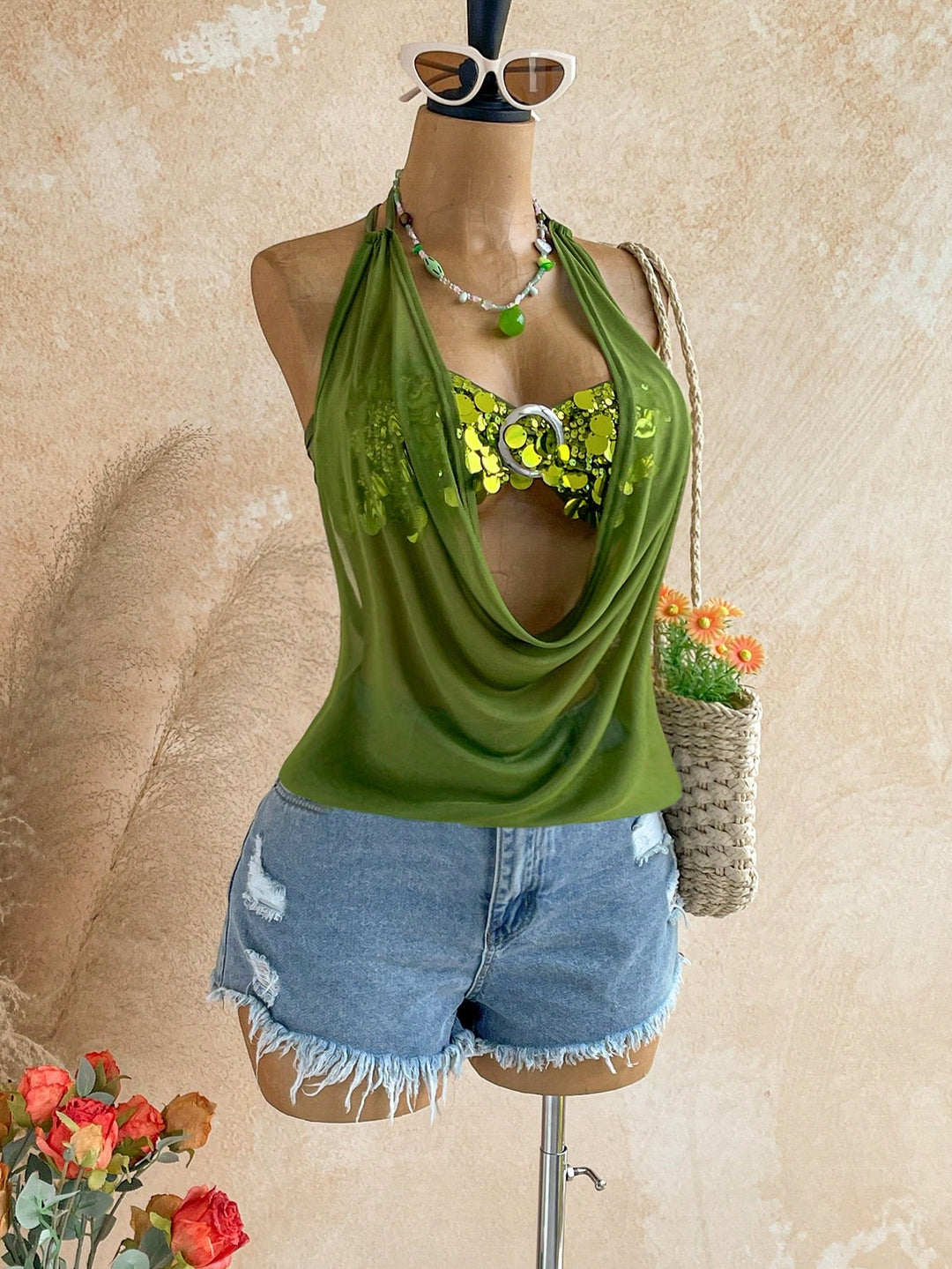 Top SHEIN, verde