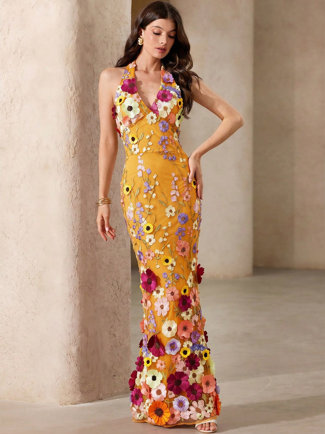 Rochie maxi SHEIN, portocaliu
